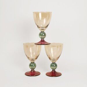 Vintage Tricolor Krosno Poland Wine Glasses (3)